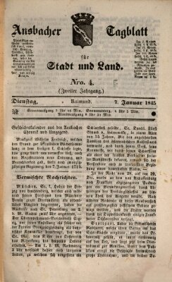 Ansbacher Tagblatt für Stadt und Land Dienstag 7. Januar 1845