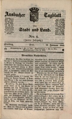 Ansbacher Tagblatt für Stadt und Land Freitag 10. Januar 1845