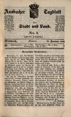 Ansbacher Tagblatt für Stadt und Land Mittwoch 15. Januar 1845