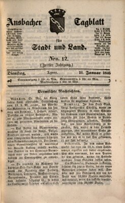 Ansbacher Tagblatt für Stadt und Land Dienstag 21. Januar 1845