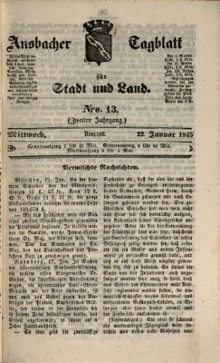 Ansbacher Tagblatt für Stadt und Land Mittwoch 22. Januar 1845