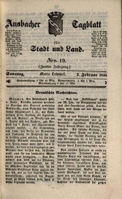 Ansbacher Tagblatt für Stadt und Land Sonntag 2. Februar 1845