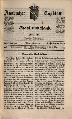 Ansbacher Tagblatt für Stadt und Land Mittwoch 5. Februar 1845