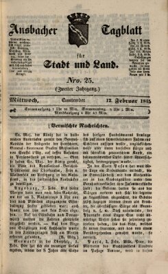 Ansbacher Tagblatt für Stadt und Land Mittwoch 12. Februar 1845