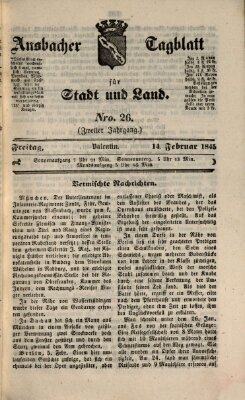 Ansbacher Tagblatt für Stadt und Land Freitag 14. Februar 1845