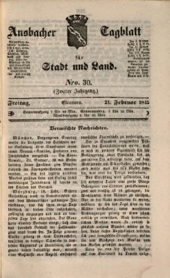 Ansbacher Tagblatt für Stadt und Land Freitag 21. Februar 1845