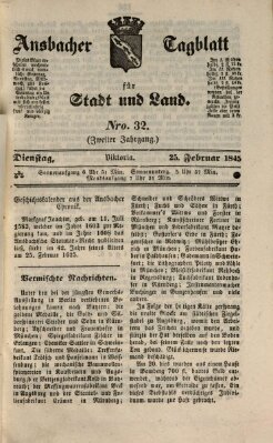 Ansbacher Tagblatt für Stadt und Land Dienstag 25. Februar 1845