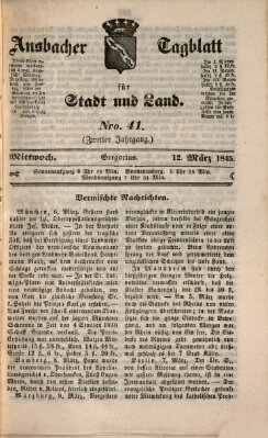 Ansbacher Tagblatt für Stadt und Land Mittwoch 12. März 1845
