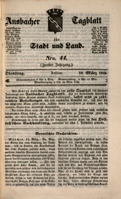 Ansbacher Tagblatt für Stadt und Land Dienstag 18. März 1845