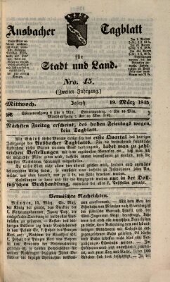 Ansbacher Tagblatt für Stadt und Land Mittwoch 19. März 1845