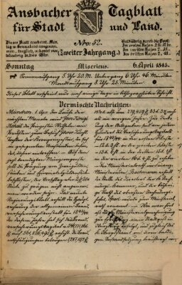 Ansbacher Tagblatt für Stadt und Land Sonntag 6. April 1845