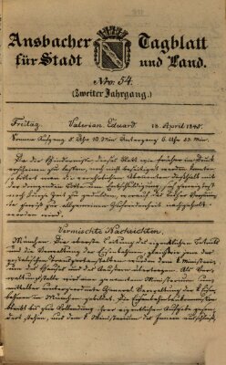 Ansbacher Tagblatt für Stadt und Land Freitag 18. April 1845