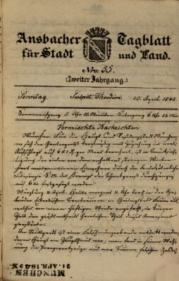 Ansbacher Tagblatt für Stadt und Land Sonntag 20. April 1845