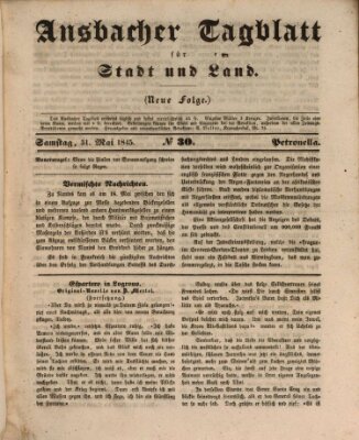 Ansbacher Tagblatt für Stadt und Land Samstag 31. Mai 1845