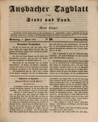 Ansbacher Tagblatt für Stadt und Land Sonntag 1. Juni 1845