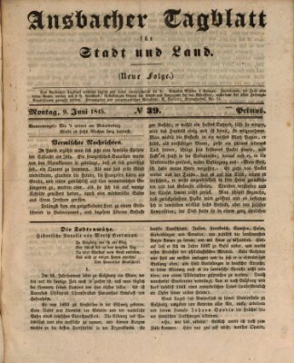 Ansbacher Tagblatt für Stadt und Land Montag 9. Juni 1845