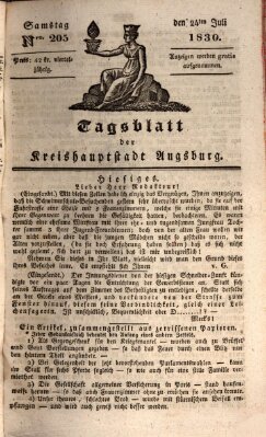 Tagblatt für die Kreishauptstadt Augsburg (Augsburger Tagblatt) Samstag 24. Juli 1830