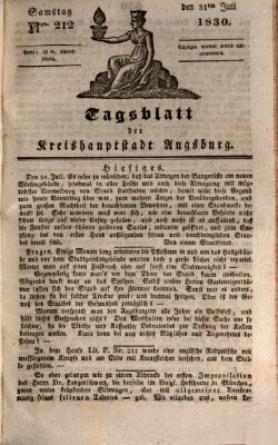 Tagblatt für die Kreishauptstadt Augsburg (Augsburger Tagblatt) Samstag 31. Juli 1830