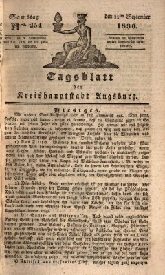 Tagblatt für die Kreishauptstadt Augsburg (Augsburger Tagblatt) Samstag 11. September 1830