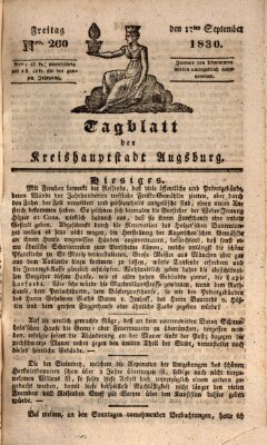 Tagblatt für die Kreishauptstadt Augsburg (Augsburger Tagblatt) Freitag 17. September 1830