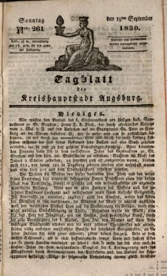 Tagblatt für die Kreishauptstadt Augsburg (Augsburger Tagblatt) Sonntag 19. September 1830