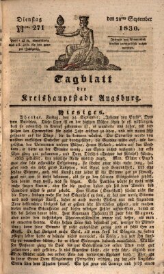 Tagblatt für die Kreishauptstadt Augsburg (Augsburger Tagblatt) Dienstag 28. September 1830