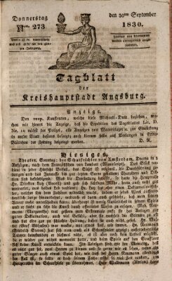 Tagblatt für die Kreishauptstadt Augsburg (Augsburger Tagblatt) Donnerstag 30. September 1830