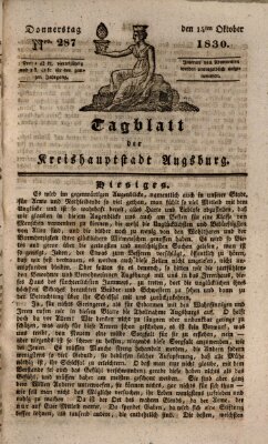 Tagblatt für die Kreishauptstadt Augsburg (Augsburger Tagblatt) Donnerstag 14. Oktober 1830