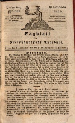 Tagblatt für die Kreishauptstadt Augsburg (Augsburger Tagblatt) Donnerstag 28. Oktober 1830