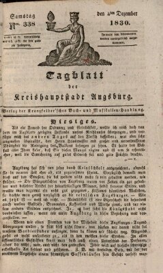 Tagblatt für die Kreishauptstadt Augsburg (Augsburger Tagblatt) Samstag 4. Dezember 1830