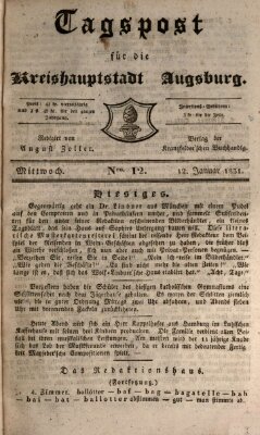 Tagblatt für die Kreishauptstadt Augsburg (Augsburger Tagblatt) Mittwoch 12. Januar 1831