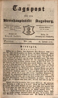 Tagblatt für die Kreishauptstadt Augsburg (Augsburger Tagblatt) Sonntag 16. Januar 1831