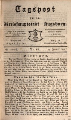 Tagblatt für die Kreishauptstadt Augsburg (Augsburger Tagblatt) Mittwoch 19. Januar 1831