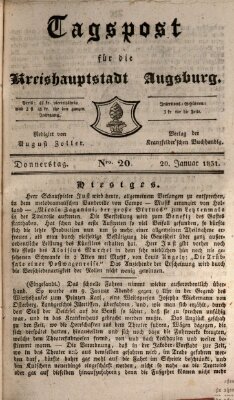 Tagblatt für die Kreishauptstadt Augsburg (Augsburger Tagblatt) Donnerstag 20. Januar 1831