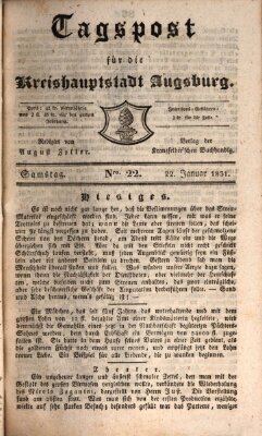 Tagblatt für die Kreishauptstadt Augsburg (Augsburger Tagblatt) Samstag 22. Januar 1831