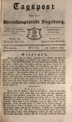 Tagblatt für die Kreishauptstadt Augsburg (Augsburger Tagblatt) Sonntag 23. Januar 1831