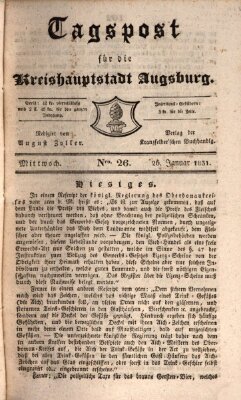 Tagblatt für die Kreishauptstadt Augsburg (Augsburger Tagblatt) Mittwoch 26. Januar 1831