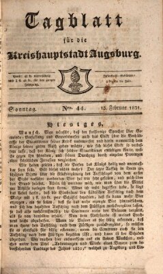 Tagblatt für die Kreishauptstadt Augsburg (Augsburger Tagblatt) Sonntag 13. Februar 1831