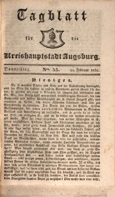 Tagblatt für die Kreishauptstadt Augsburg (Augsburger Tagblatt) Donnerstag 24. Februar 1831