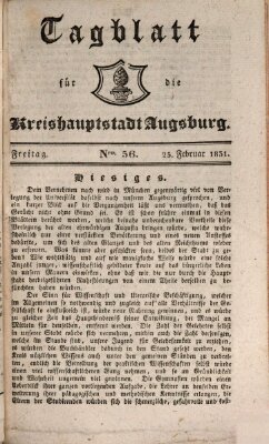 Tagblatt für die Kreishauptstadt Augsburg (Augsburger Tagblatt) Freitag 25. Februar 1831