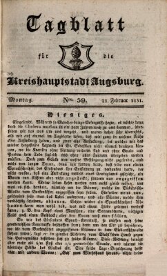 Tagblatt für die Kreishauptstadt Augsburg (Augsburger Tagblatt) Montag 28. Februar 1831