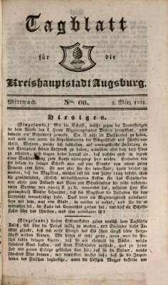 Tagblatt für die Kreishauptstadt Augsburg (Augsburger Tagblatt) Mittwoch 2. März 1831