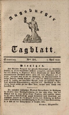 Augsburger Tagblatt Samstag 2. April 1831