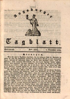 Augsburger Tagblatt Mittwoch 7. Dezember 1831