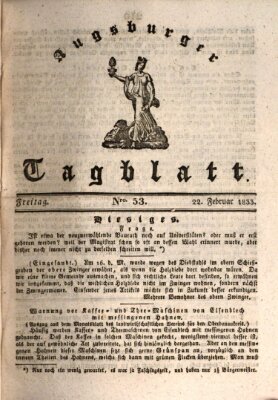 Augsburger Tagblatt Freitag 22. Februar 1833