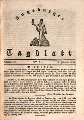 Augsburger Tagblatt Mittwoch 27. Februar 1833