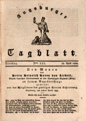 Augsburger Tagblatt Dienstag 23. April 1833