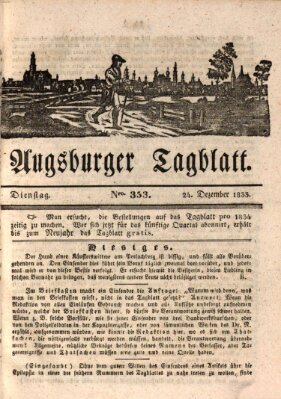 Augsburger Tagblatt Dienstag 24. Dezember 1833