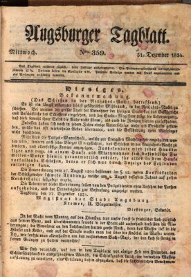 Augsburger Tagblatt Mittwoch 31. Dezember 1834