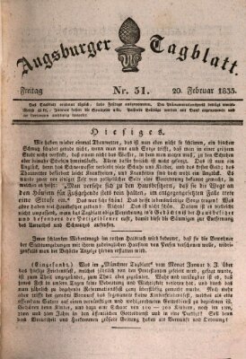 Augsburger Tagblatt Freitag 20. Februar 1835